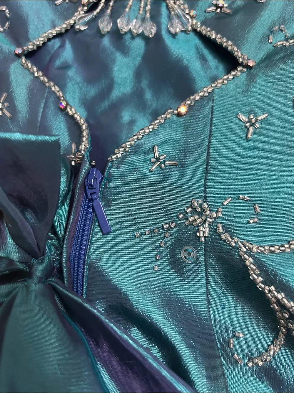 Teal Embellished Girls Mermaid Style Dance Costume Top - Handmade   Size 5/6